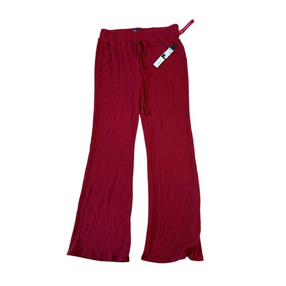 (L) NWT $128 Carbon38 Brushed Ribbed Flare Pants Rum Wine Red - Picture 5 of 8